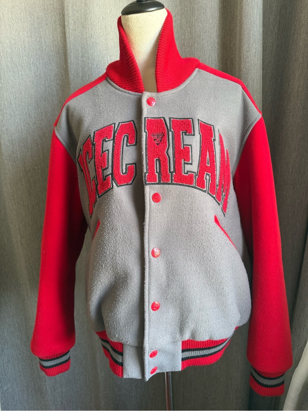 Icecream Red Ribbed Collar Jacket with Black Lining